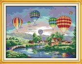 Artstudioclub®  borduurpakketten volwassenen Kleurrijke heteluchtballonnen 60 × 47cm
