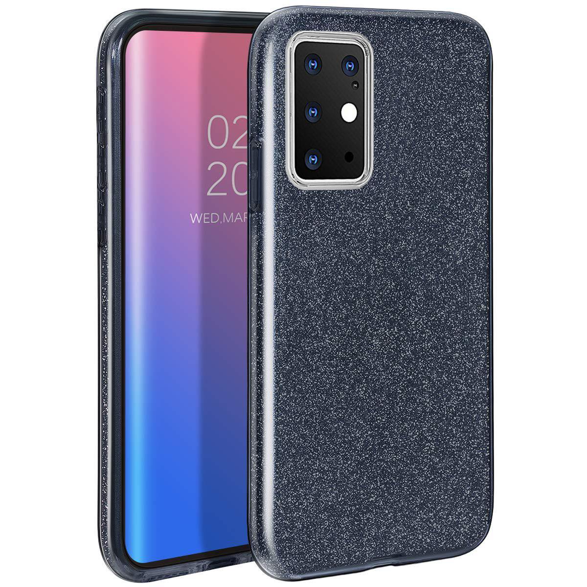 HB Hoesje Geschikt voor Samsung Galaxy S20 Plus - Siliconen Glitter Back Cover - Zwart