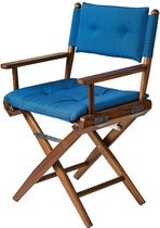 Chaise de réalisateur Teak DeLuxe avec ensemble de coussin bleu cobalt (huilé)
