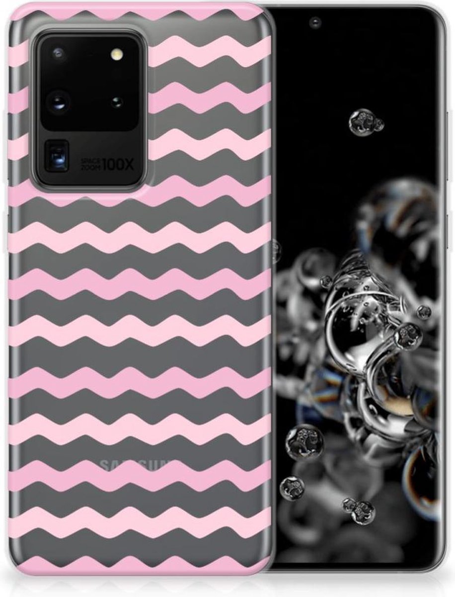 Back Cover voor Samsung Galaxy S20 Ultra TPU bumper Waves Roze