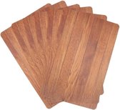 6x Placemat bruine hout print 44 cm - Placemats/onderleggers tafeldecoratie - Tafel dekken