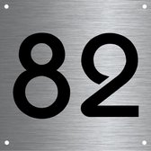 RVS huisnummer 12x12cm nummer 82