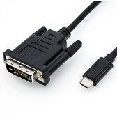 USB-C naar DVI kabel met DP Alt Mode (1920 x 1200) / zwart - 1,8 meter