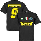 Inter Milan Ronaldo 9 Team T-Shirt - Zwart (Racing Style Print) - XL