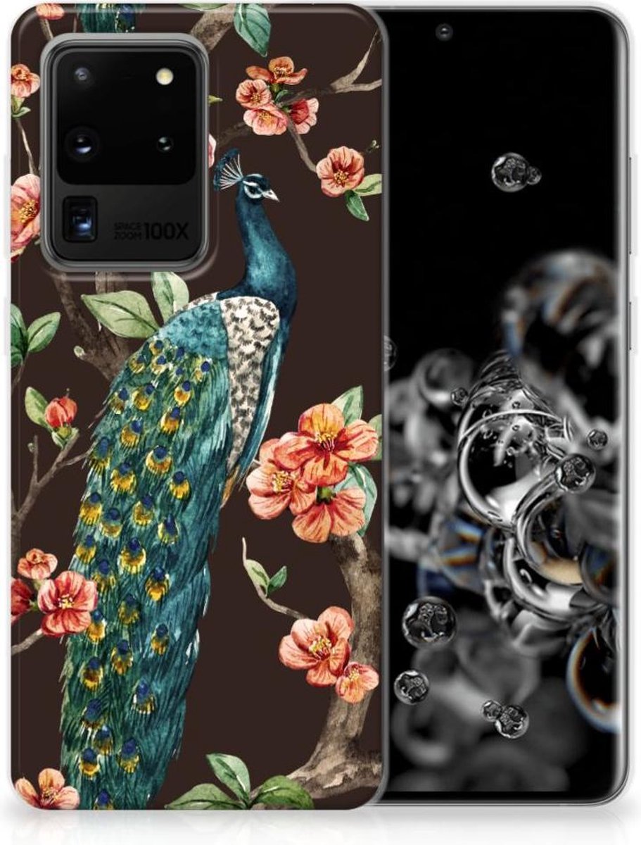 Samsung Galaxy S20 Ultra TPU Hoesje Pauw met Bloemen