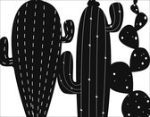 Art for the Home - Metal Art - Cactus in kader - Zwart - 40x50 cm