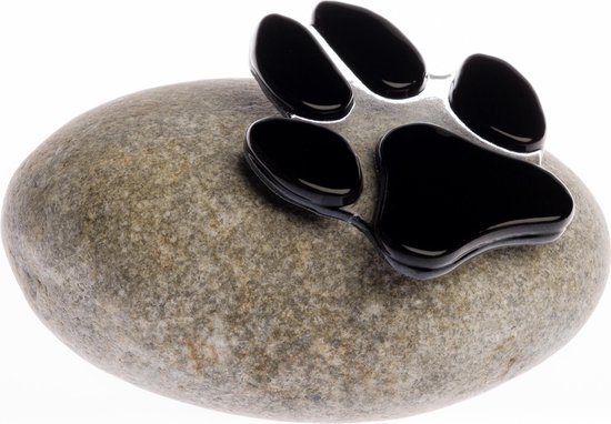 Dierenurn pootafdruk hond - Natuurstenen mini urn met een hondenpootje glas |