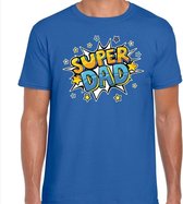 Super dad cadeau t-shirt voor papa blauw voor heren 2XL