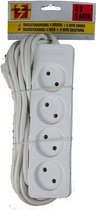 3x Stekkerdoos 4-voudig wit - 5 meter - Witte stekkerdozen - Verlengsnoeren/verlengkabels