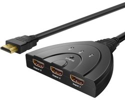 Jumalu HDMI Switch – 3 in 1 HDMI Splitter – 1080p Full HD – Automatisch schakelen – 3 In 1 Uit – LED Indicatie – Pigtail Kabel – Zwart