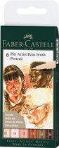 Faber-Castell tekenstift Pitt Artist Pen - 6-delige set - lijnbreedte B - Portret - FC-167167