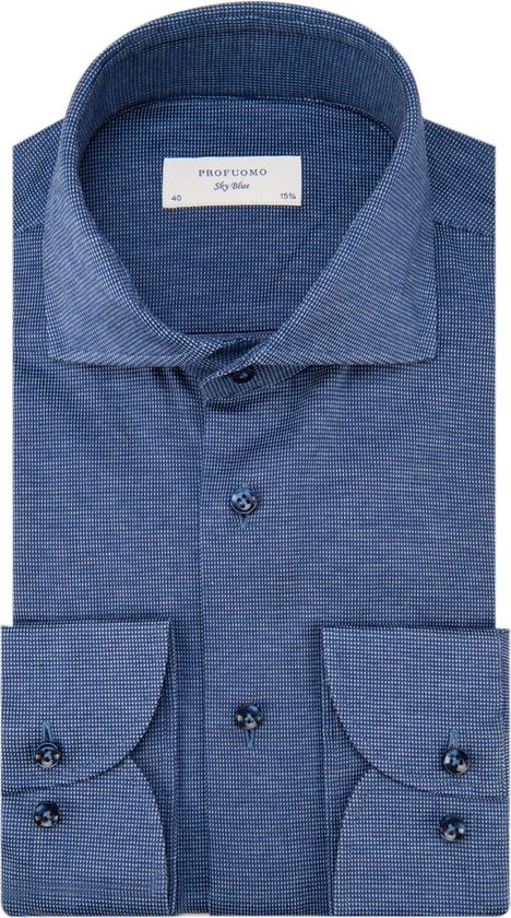 Profuomo Sky Blue Slim fit Knitted Overhemd Heren lange mouw | bol.com