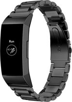 Stalen Smartwatch bandje - Geschikt voor  Fitbit Charge 4 stalen band - zwart - Horlogeband / Polsband / Armband