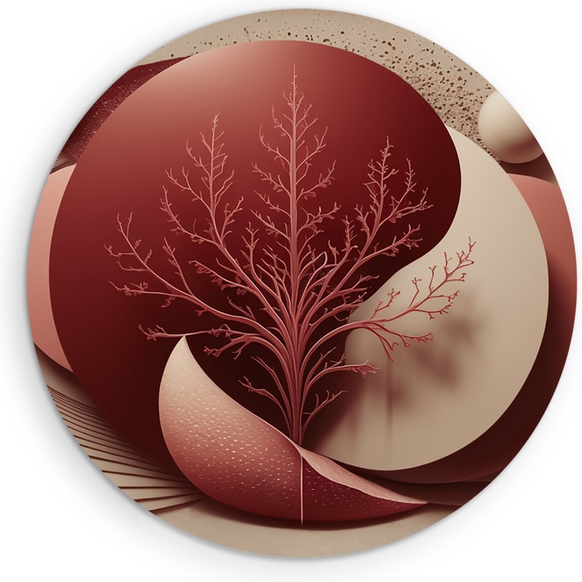Saammp Muurcirkel Hout - boom - Abstract - Ø 50 - Wandcirkel - Wanddecoratie Cirkel - Muurdecoratie Woonkamer - Slaapkamer decoratie - Rond Schilderij