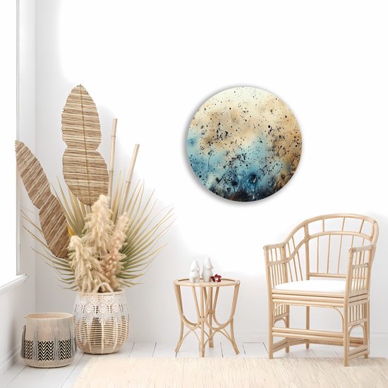 Saammp Forex Muurcirkel - dynamische spikkels - Abstract - Ø 80 - Wandcirkel - Wanddecoratie Cirkel - Muurdecoratie Woonkamer - Slaapkamer decoratie - Rond Schilderij