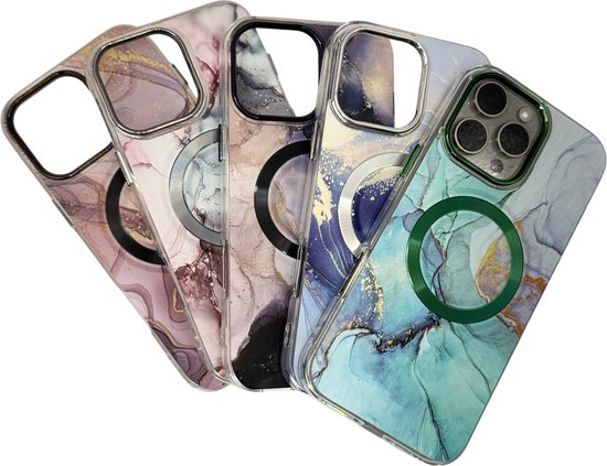 Coque HEM Artistic Green-Mint pour iPhone 14 Pro Max - Coque compatible Magsafe - Coque arrière antichoc