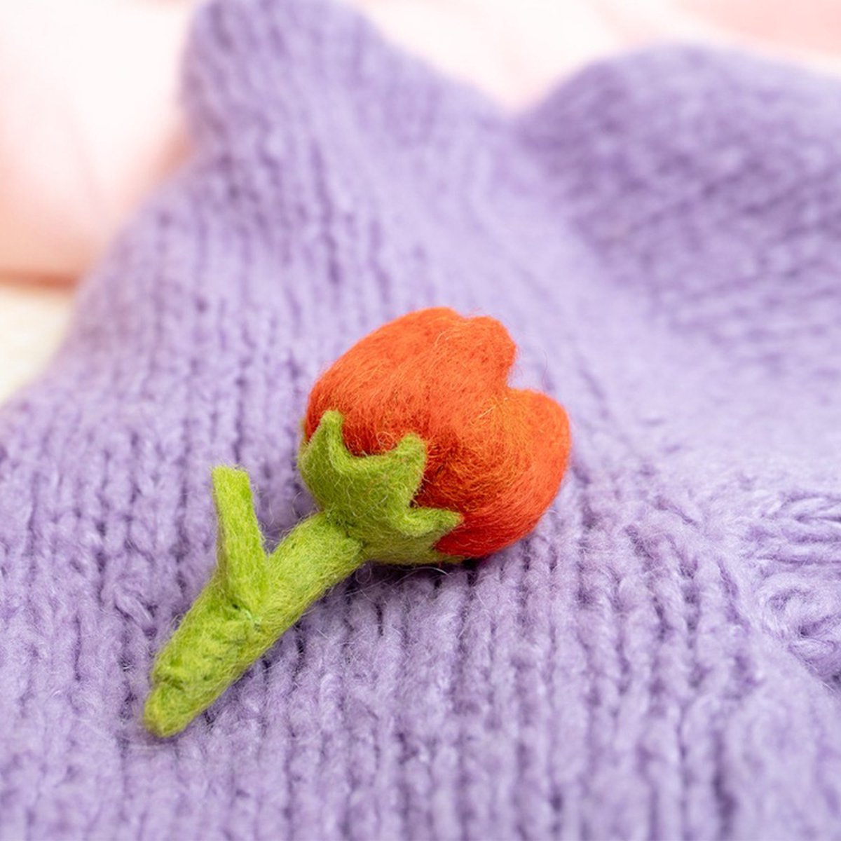 Sjaal met Verhaal Vilten Broche bloem - Tulp Odile - Oranje - 8cm Broche-Tulp-Oranje