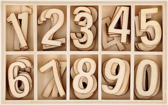Chiffres en bois 50 pièces - Artemio