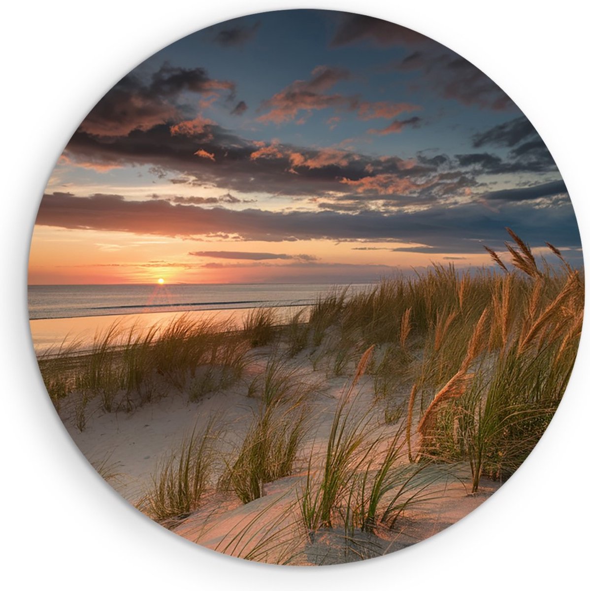 Saammp Muurcirkel Hout - Strand - Zee - Ø 90 - Wandcirkel - Wanddecoratie Cirkel - muurdecoratie Woonkamer - Slaapkamer decoratie - Rond Schilderij