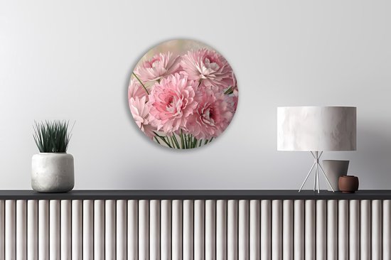 Saammp Muurcirkel Hout - Roze - Bos Bloemen - Abstract - Natuur - Ø 80 - Wandcirkel - Wanddecoratie Cirkel - Muurdecoratie Woonkamer - Kantoor Decoratie