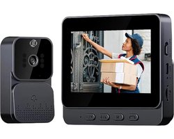 Equivera Video Deurbel met Camera - Video Deurbel met Camera - Video Deurbel - Draadloze Video Deurbel - Weerbestendige Video Deurbel - Video Deurbel met Monitor - Nachtzicht - Buitenbeveiliging - Zonder WiFi