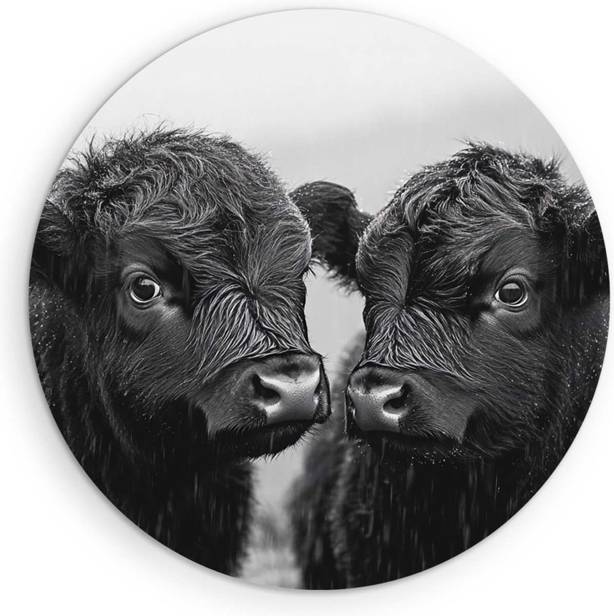 Saammp Forex Muurcirkel - 2 jonge hooglander koeien - Natuur - Dieren - Ø 30 - Wandcirkel - Wanddecoratie Cirkel - Muurdecoratie Woonkamer - Slaapkamer decoratie - Rond Schilderij