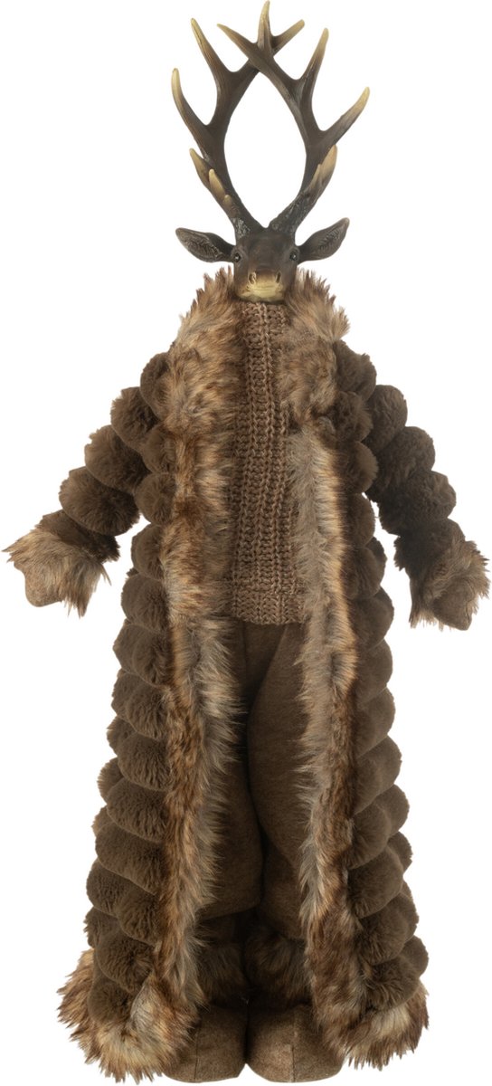 J-Line figuur hert staand jas - polyresin/textiel - bruin - small