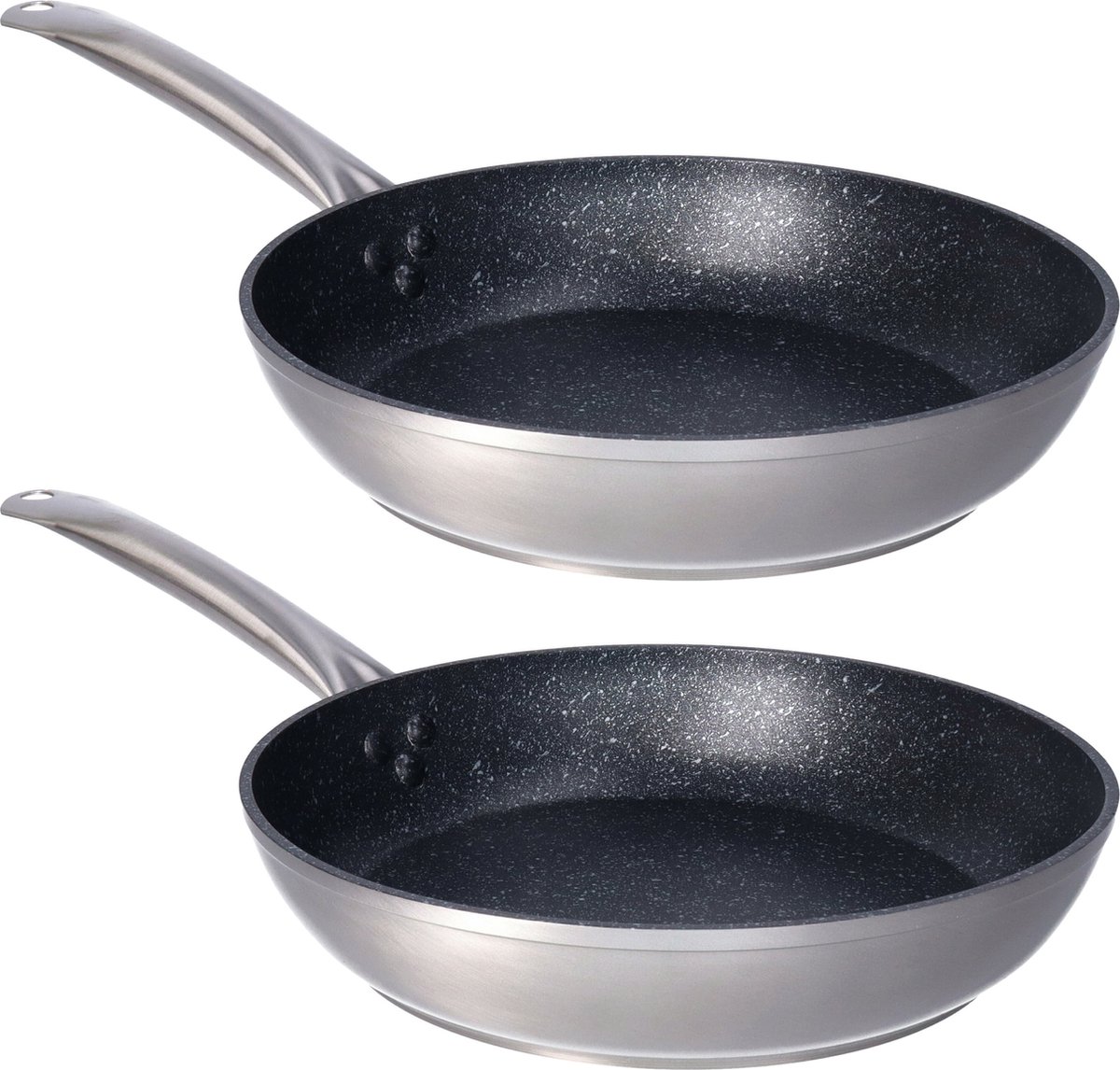 Set van 2x stuks aluminium professionele koekenpannen Rila met anti-aanbak laag 28 cm - Hapjespannen