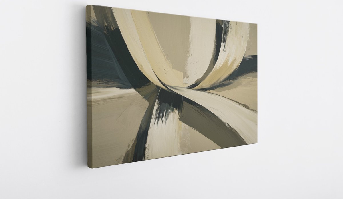 Saammp Canvas Schilderij - Strepen - Beige - Abstract - 150x100 - Foto op canvas - Wanddecoratie - Muurdecoratie Woonkamer - Slaapkamer decoratie - Canvas Print Multicolor