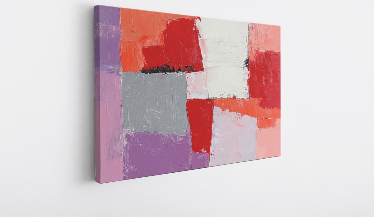 Saammp Canvas Schilderij - Modern - Blokken - Abstract - 60x40 - Foto op canvas - Wanddecoratie - Muurdecoratie Woonkamer - Slaapkamer decoratie - Canvas Print Multicolor