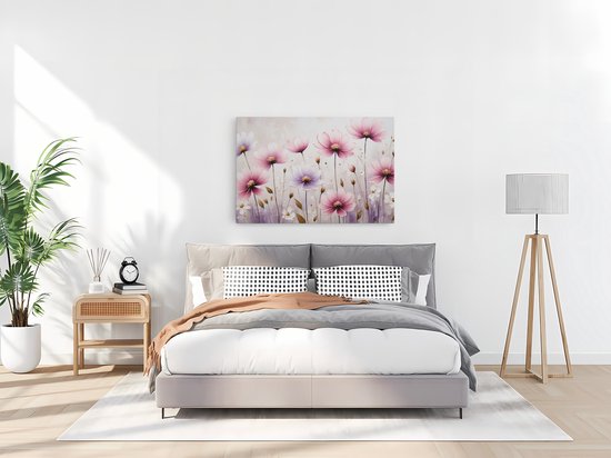 Tableau sur toile Saammp - Fleurs roses - Violet - Abstrait - Nature - 60x40 - Photo sur toile - Décoration murale - Décoration murale Salon - Décoration bureau