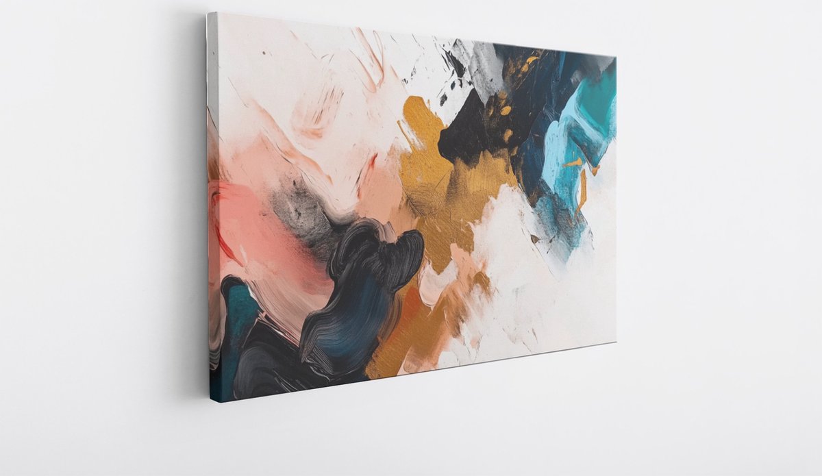 Saammp Canvas Schilderij - Kleurrijk - Dynamisch - Abstract - 90x60 - Foto op canvas - Wanddecoratie - Muurdecoratie Woonkamer - Slaapkamer decoratie - Canvas Print Multicolor