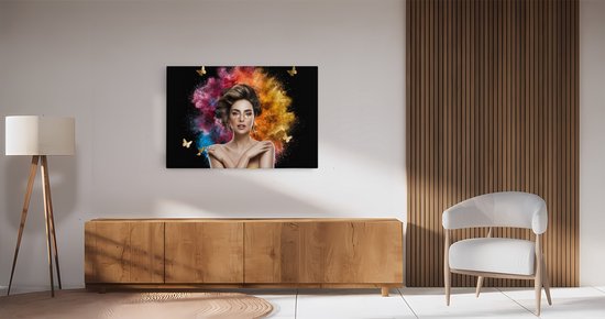 Tableau sur toile Saammp - Femme - Explosion de couleurs - abstrait - 70x50 - Photo sur toile - Décoration murale - Décoration murale Salon - Décoration chambre - Impression sur toile