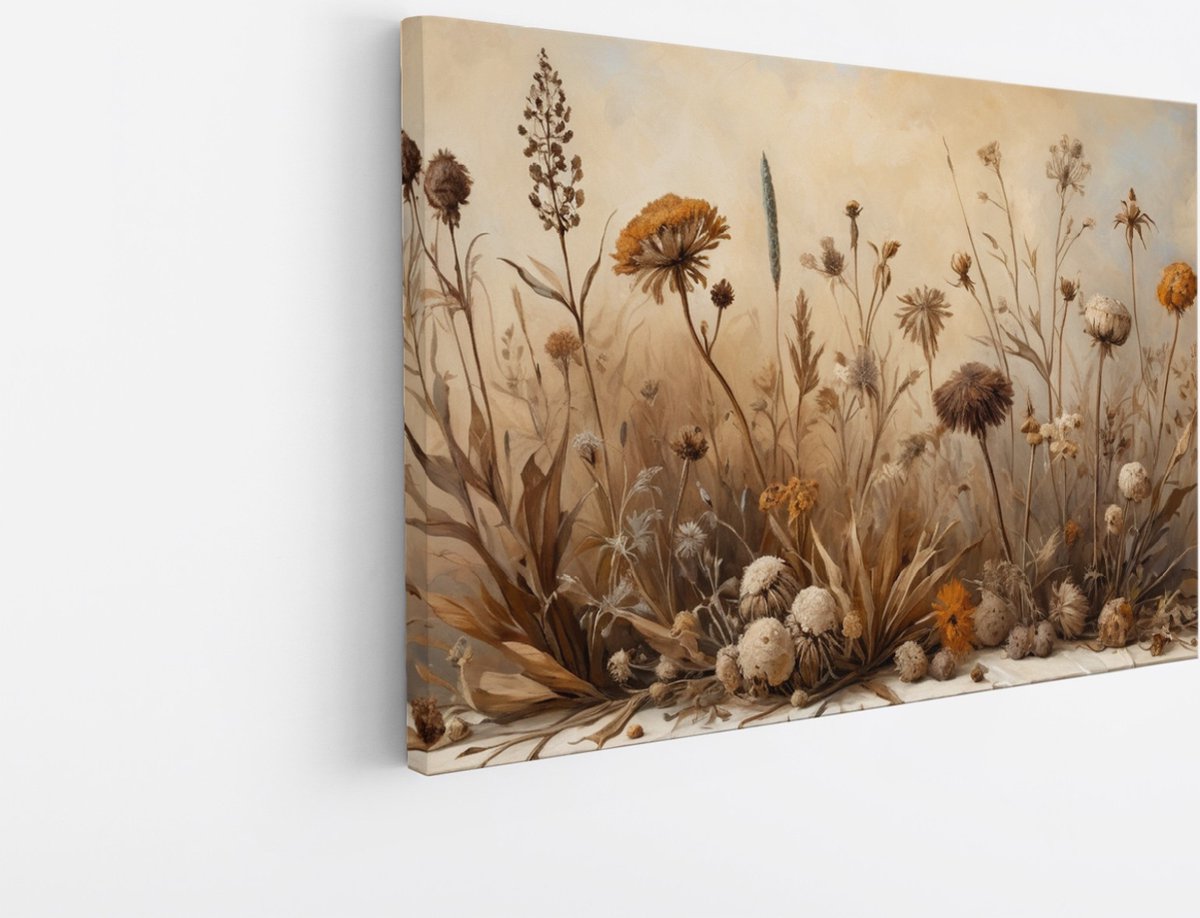Saammp Canvas Schilderij - Bloemen - Vintage - Abstract - 70x50 - Foto op canvas - Wanddecoratie - Muurdecoratie Woonkamer - Kantoor Decoratie Multicolor