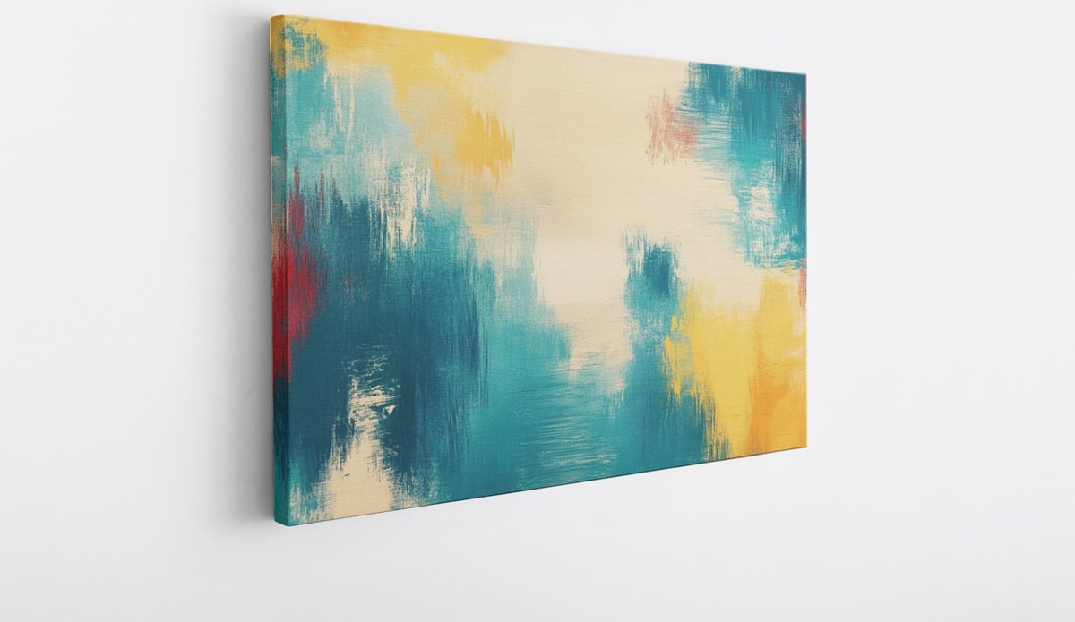 Saammp Canvas Schilderij - Gekleurde Vegen verf - Abstract - 40x30 - Foto op canvas - Wanddecoratie - Muurdecoratie Woonkamer - Slaapkamer decoratie - Canvas Print Multicolor