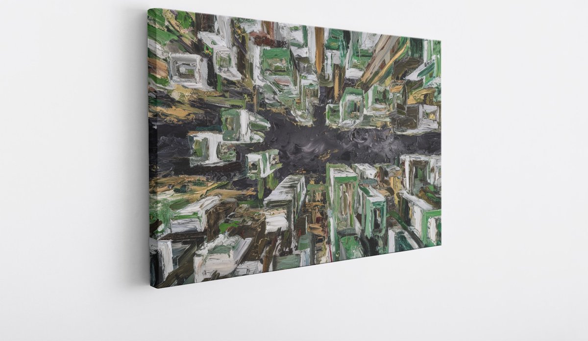 Saammp Canvas Schilderij - Gebouwen - Abstract - 100x75 - Foto op canvas - Wanddecoratie - Muurdecoratie Woonkamer - Slaapkamer decoratie - Canvas Print Multicolor