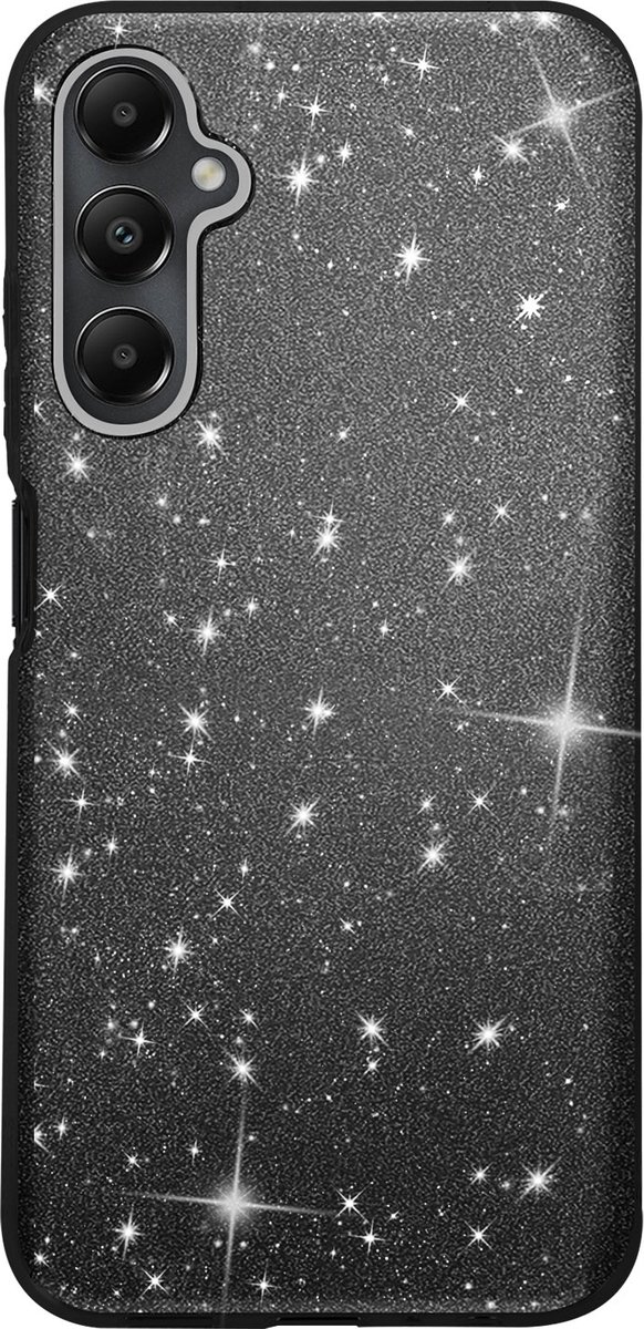 Avizar Schokbestendig glitter hoesje Geschikt voor Samsung Galaxy A05S, Zwart