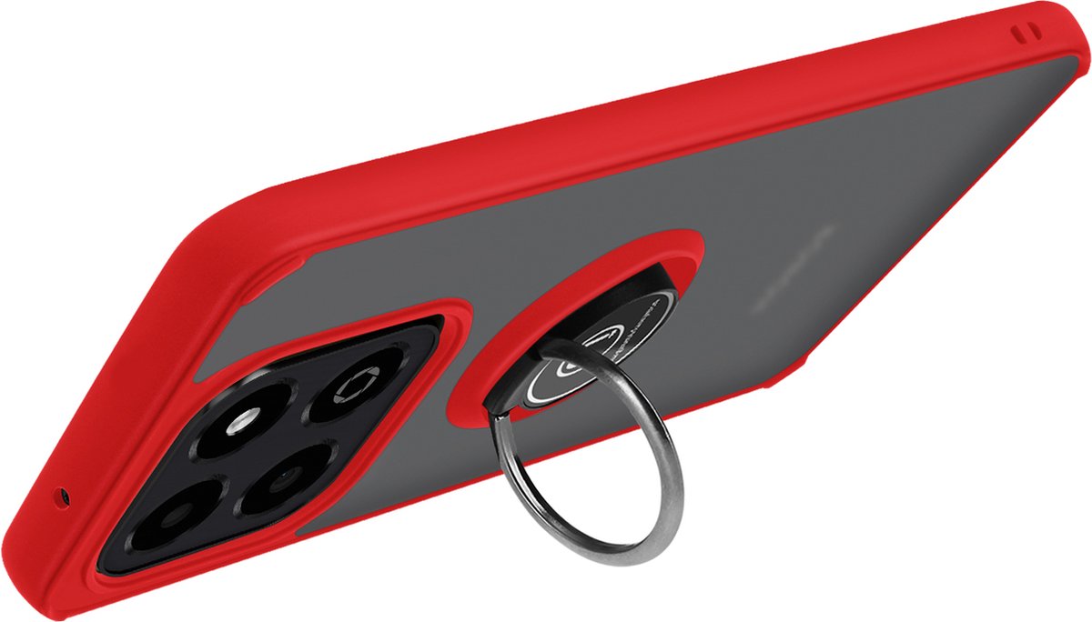 Avizar Beschermhoes Geschikt voor Honor X6b met metalen ring en videostandaard, Rood