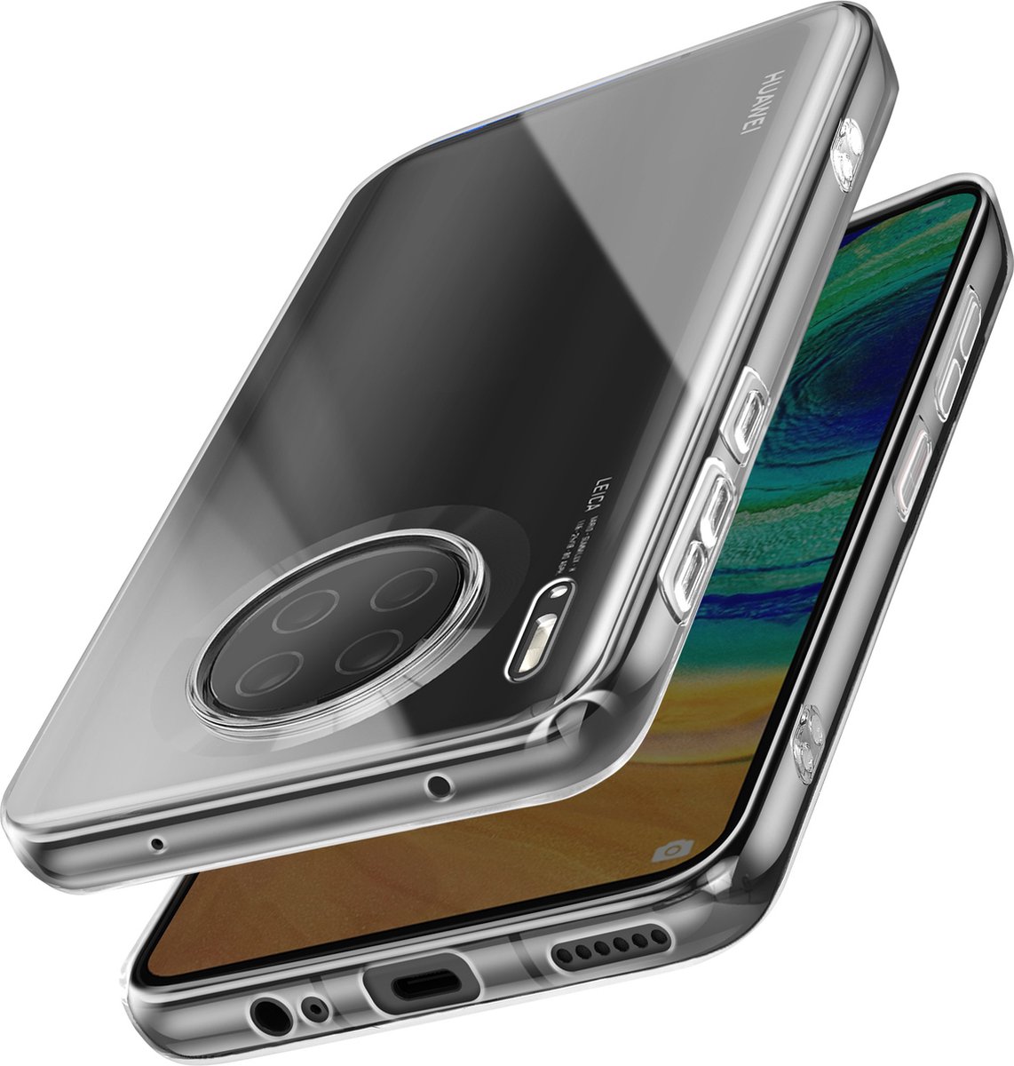 Avizar Hoesje Geschikt voor Huawei Mate 30 Silicone Zacht Ontwerp Lichtgewicht, Transparant