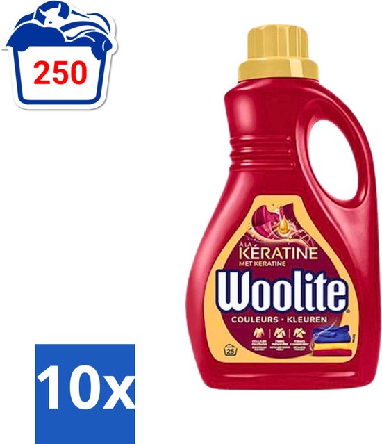 Woolite Wasmiddel Color met Keratine 25 wasbeurten 1,5 liter - Bulkverpakking - 10 stuks