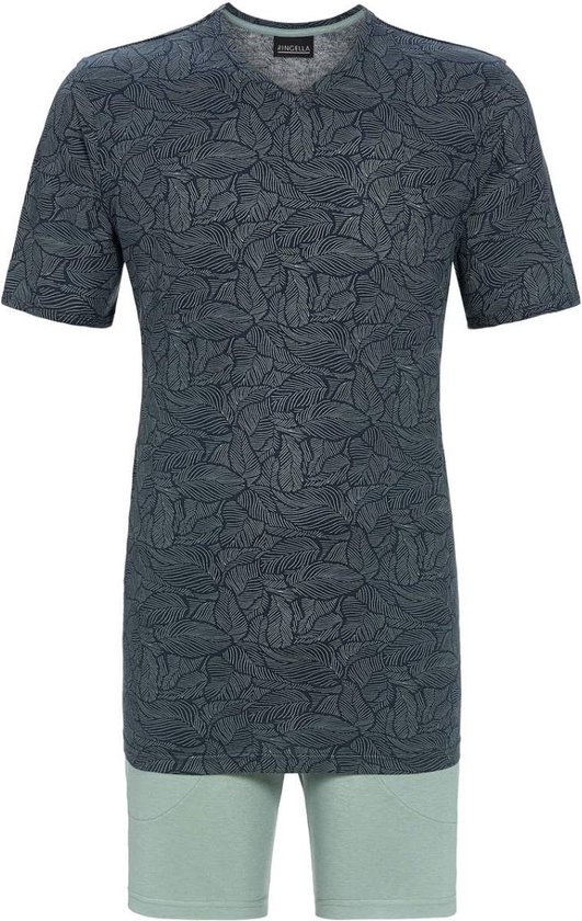 Heren shortama bladeren antraciet - Grijs - Maat - 50