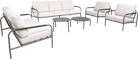 sweeek - Salon de jardin en acier Luanda, 7 personnes