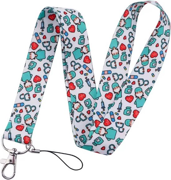 Ziekenhuis Symbolen - Lanyard 48 cm - Sleutelkoord - Verpleegster Accessoires - Zorg - Keycord Medisch