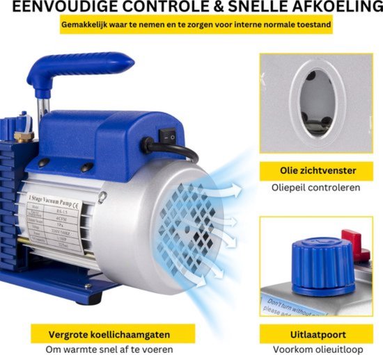 Blauwe Professionele Vacuumpomp - Draagbaar en Compact - Inclusief Hoogwaardige Accessoires — afbeelding 3