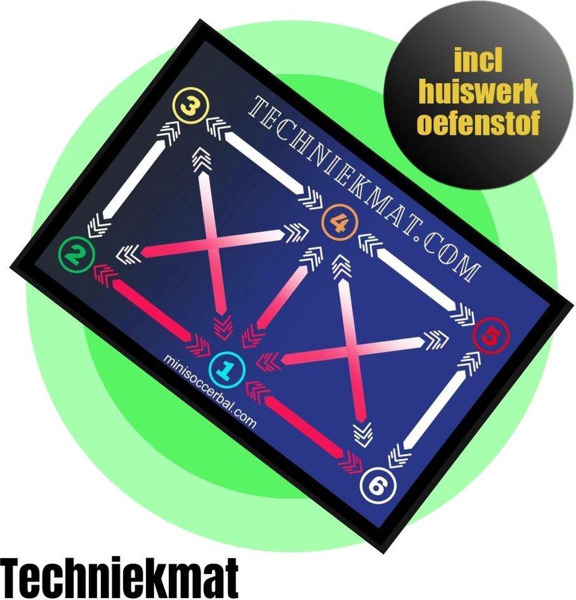 Minisoccerbal Voetbalmat - Met 50 oefeningen - Voetbaltrainer - 60x90CM - Verjaardagscadeau - Speelgoed