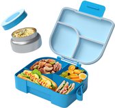 BentOH! Boîte à bento Enfants et Adultes - Blauw - Boîte à lunch étanche avec compartiments - Compatible micro-ondes et lave-vaisselle - Comprend un ensemble de cuillères gratuit