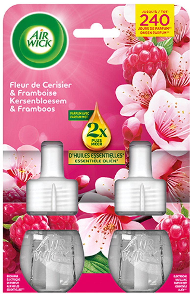 Air Wick Elektrische Luchtverfrisser Kersenbloesem & Framboos - Navulling duo 2x19ml