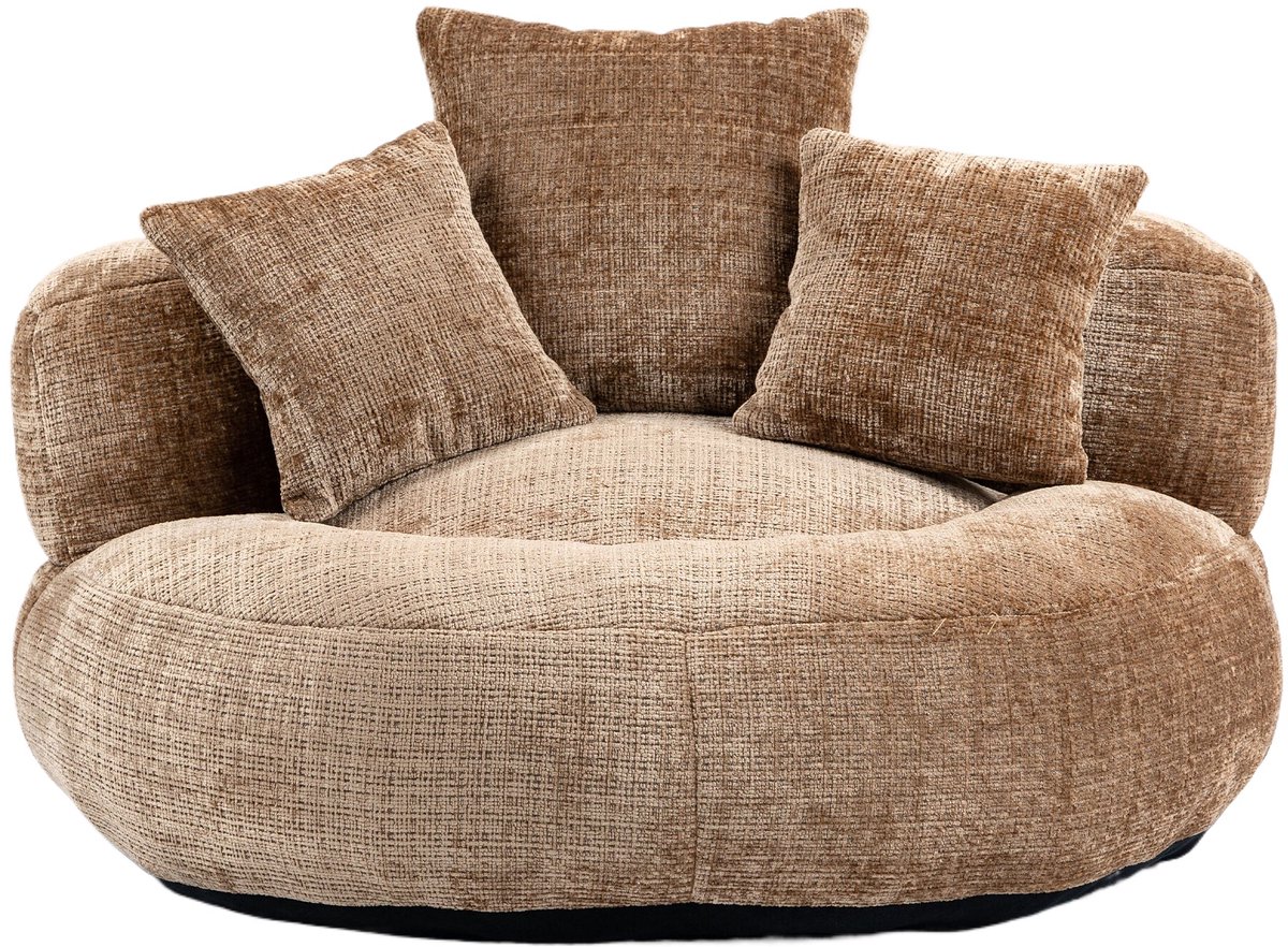 Merax Zitzak Sofa – Luxe Chenille Loungestoel met Drie Kussens – Hoge Rugleuning & Schuimv