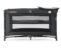 Deryan Luxe Campingbed - Inclusief transporttas - Inclusief verschoonblad -Inclusief bodemverhoger - Zwart
