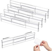 Ladeverdeler - Lade Organizer - Verstelbaar 27.5 tot 52.5 cm - Kleding Organizer - Uitschuifbaar - Transparant - Kast Indelen - Kledingkast Keukenlade Kast Lade Opbergsysteem - Divider - 4 Stuks - Kunststof